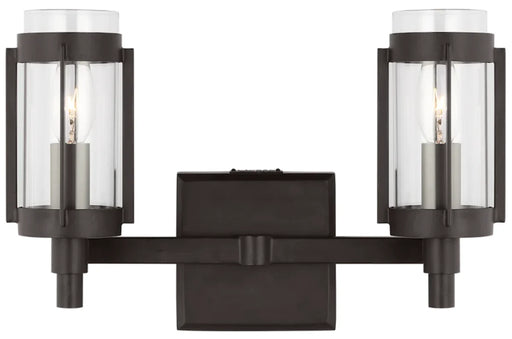 An overhead view of a modern aged iron semi-flush mount light with layered rings.