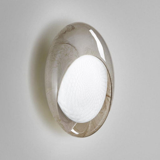 Large, modern wall sconce with a rectangular, metallic frame and a central light bar.