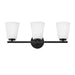 A modern outdoor wall lantern with a black finish and clear glass panels featuring a rectangular design.