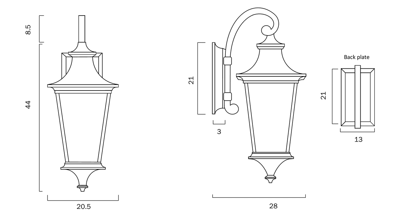 Animated image of a black modern outdoor wall sconce illuminating.