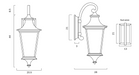 Animated image of a black modern outdoor wall sconce illuminating.