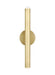 A close-up of a modern cylindrical wall sconce highlighting the bronze finish and light output.
