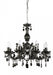 Modern black linear chandelier with multiple exposed bulbs and a rectangular frame.