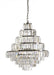 Modern bronze eight-light linear pendant with exposed spherical bulbs.