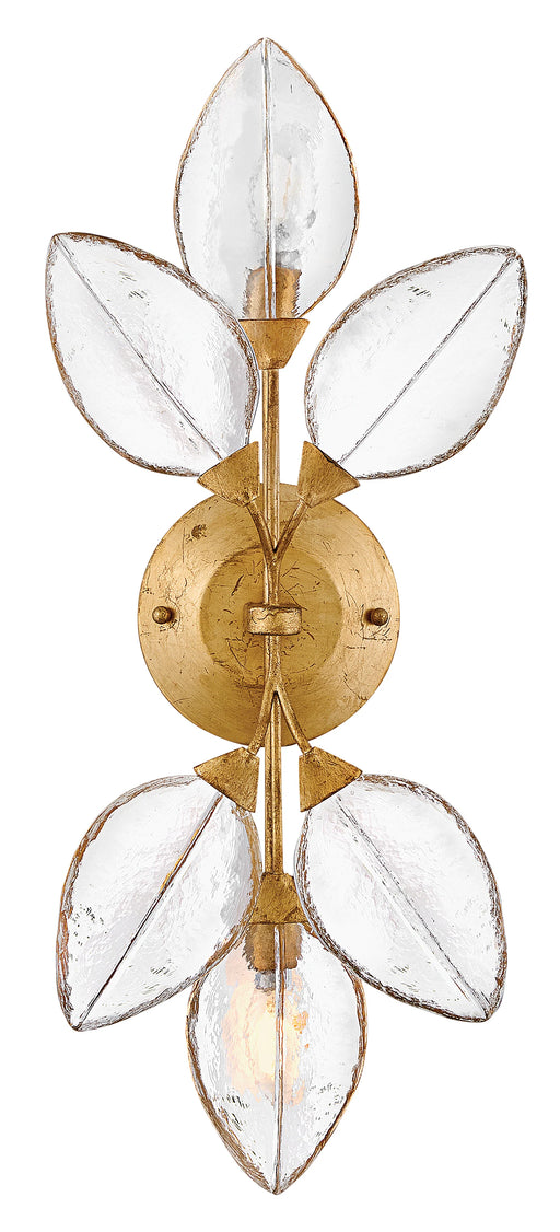 A contemporary ceiling fan with three broad sweeping dark wood-tone blades and a central light.