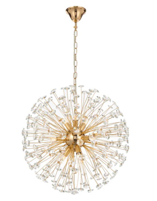 Telbix LERIDA 8 / 9 / 12 LIGHT ROUND or RECTANGULAR PENDANT GOLD